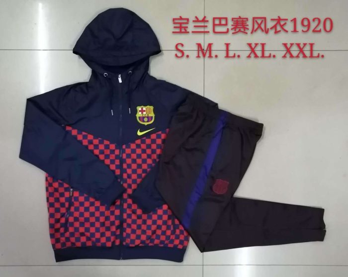 Barcelona 19-20 Red Checkered Windbreaker S-2XL - 图片 9