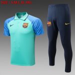 Barcelona 22/23 Polo Green with Blue Sleeves