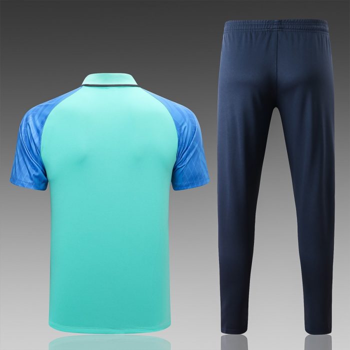Barcelona 22/23 Polo Green with Blue Sleeves - 图片 6