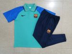 Barcelona 22/23 Polo Green with Blue Sleeves - 图片 9