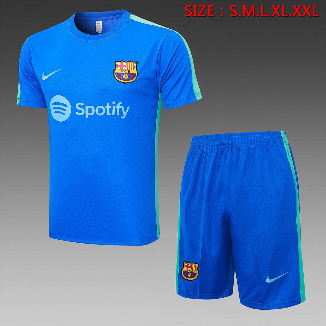 JER-2895_1 Barcelona 23-24 Short Sleeve Training Suit with 5-Point Shorts - 图片 1