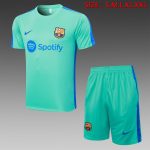 Barcelona 23-24 Light Green Short Sleeve Training Suit with 5-Point Shorts