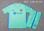 Barcelona 23-24 Light Green Short Sleeve Training Suit with 5-Point Shorts - 图片 2