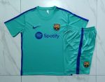 Barcelona 23-24 Light Green Short Sleeve Training Suit with 5-Point Shorts - 图片 9