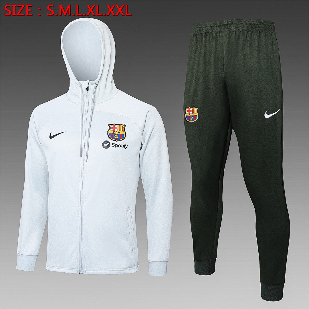 JER-2897_1 Barcelona 23-24 Long Zip Hoodie Light Gray - 图片 1