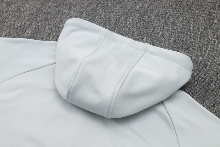 Barcelona 23-24 Long Zip Hoodie Light Gray - 图片 3