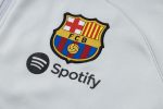 Barcelona 23-24 Long Zip Hoodie Light Gray - 图片 5