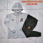 Barcelona 23-24 Long Zip Hoodie Light Gray - 图片 9