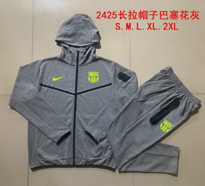 Barcelona 24/25 Long Zip Hoodie (Green Logo) - 图片 9