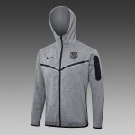 Barcelona 24/25 Long Zip Hoodie in Gray (Black Logo) - 图片 4