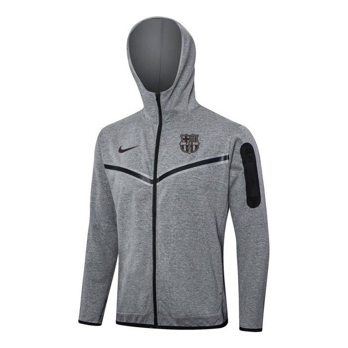 Barcelona 24/25 Long Zip Hoodie in Gray (Black Logo) - 图片 5
