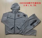 Barcelona 24/25 Long Zip Hoodie in Gray (Black Logo) - 图片 9