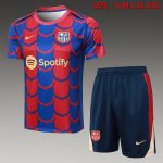 Barcelona 24-25 Short Sleeve Red Blue Splatter Training Set with 5-Inch Shorts