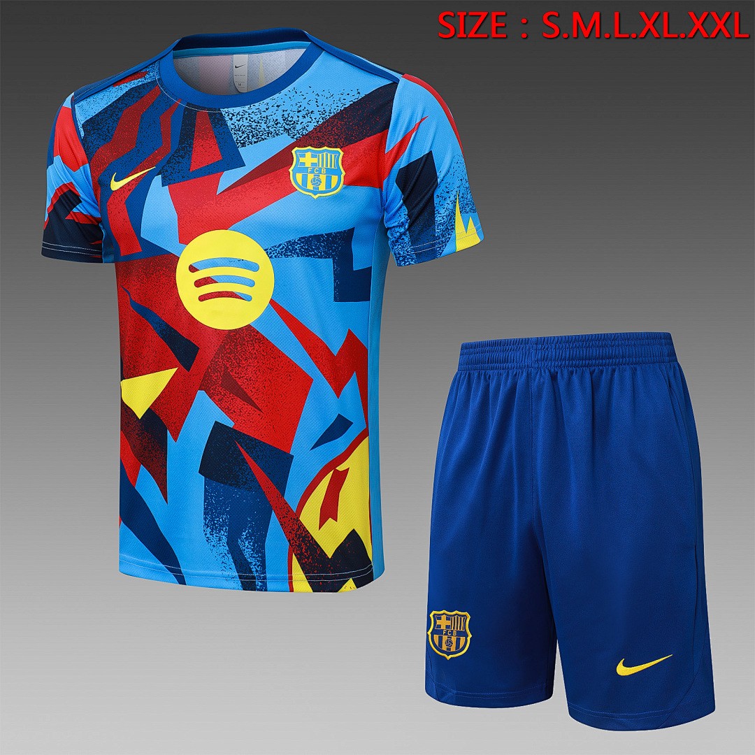JER-2901_1 Barcelona Short Sleeve Light Blue Splatter - 图片 1