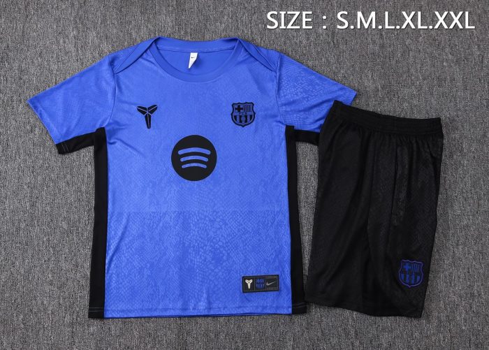 Barcelona Purple Short Sleeve Training Suit (Stamped Version) - 图片 2