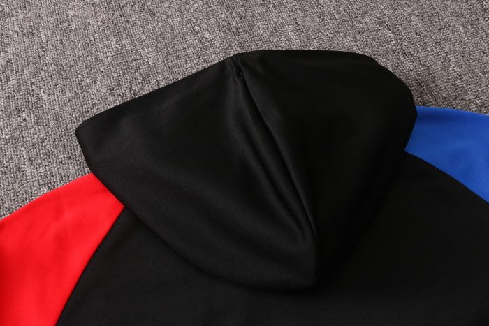 2021 Barcelona Long Zip Jacket with Hood, Black Color Blocking, S-2XL - 图片 4