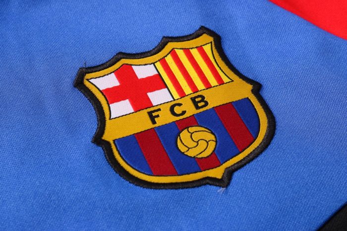 2021 Barcelona Long Zip Jacket with Hood, Black Color Blocking, S-2XL - 图片 6
