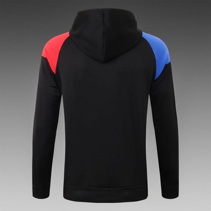 2021 Barcelona Long Zip Jacket with Hood, Black Color Blocking, S-2XL - 图片 8