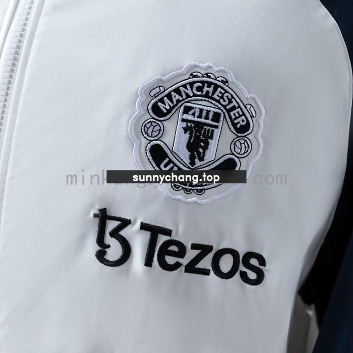 Manchester United Windbreaker - White & Navy Blue - 图片 8