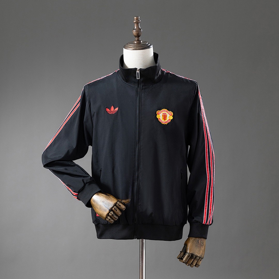 JER-2965_1 Manchester United Retro Windbreaker - Black - 图片 1