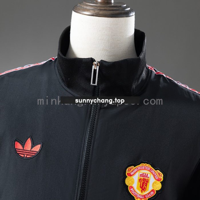 Manchester United Retro Windbreaker - Black - 图片 9