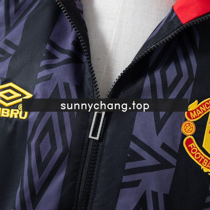 Man Utd 1992-1994 Retro Windbreaker - Black - 图片 6