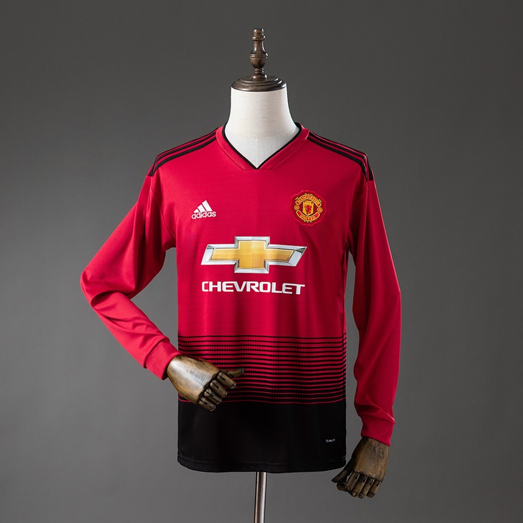 JER-2975_1 Manchester United 2018-19 Home Long-Sleeve Retro Jersey - 图片 1