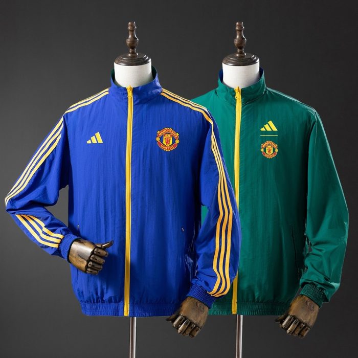 Manchester United Reversible Jacket Windbreaker - Blue & Army Green - 图片 2