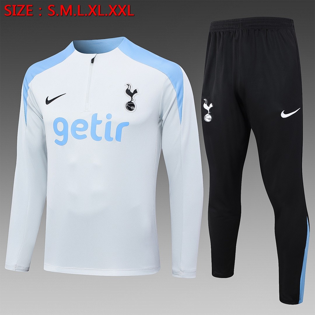 JER-3002_1 Tottenham Hotspur 24-25 Half Zip Jacket Light Grey - 图片 1