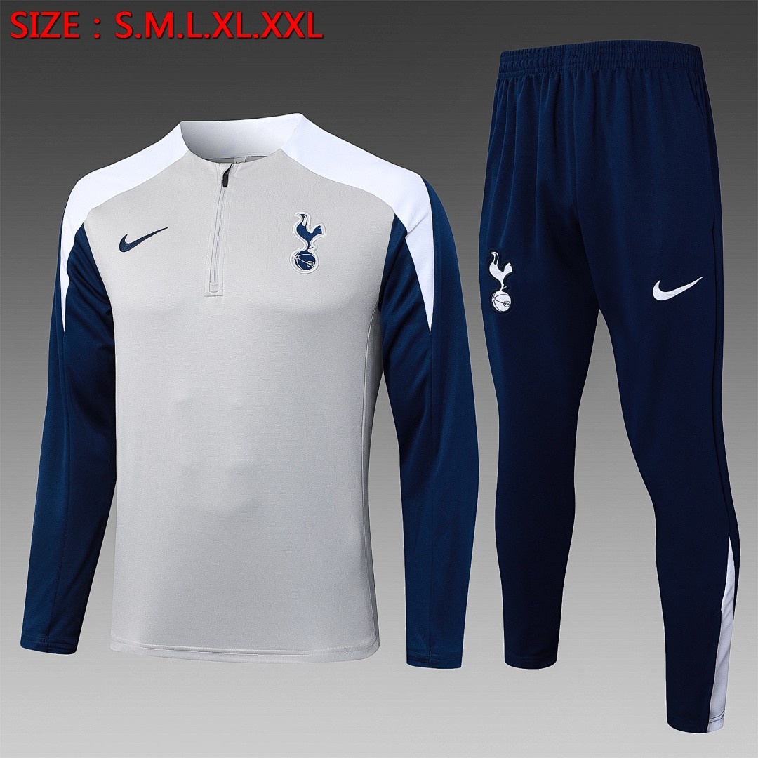 JER-3014_1 Tottenham Hotspur 25/26 Half-Zip Jacket Light Gray - 图片 1