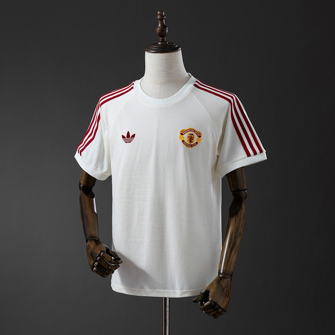 JER-3031_1 Manchester United Originals 3-Stripes Beige T-Shirt - 图片 1