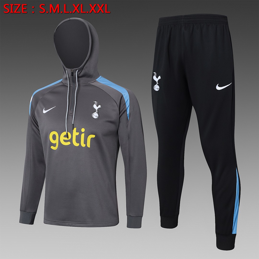 JER-3032_1 Tottenham Hotspur 24-25 Half-Zip Hoodie Dark Grey - 图片 1