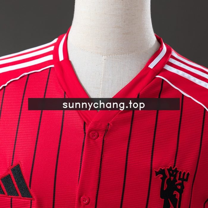 Man Utd 25/26 US Pack Full-Button Baseball Jersey Red - 图片 7