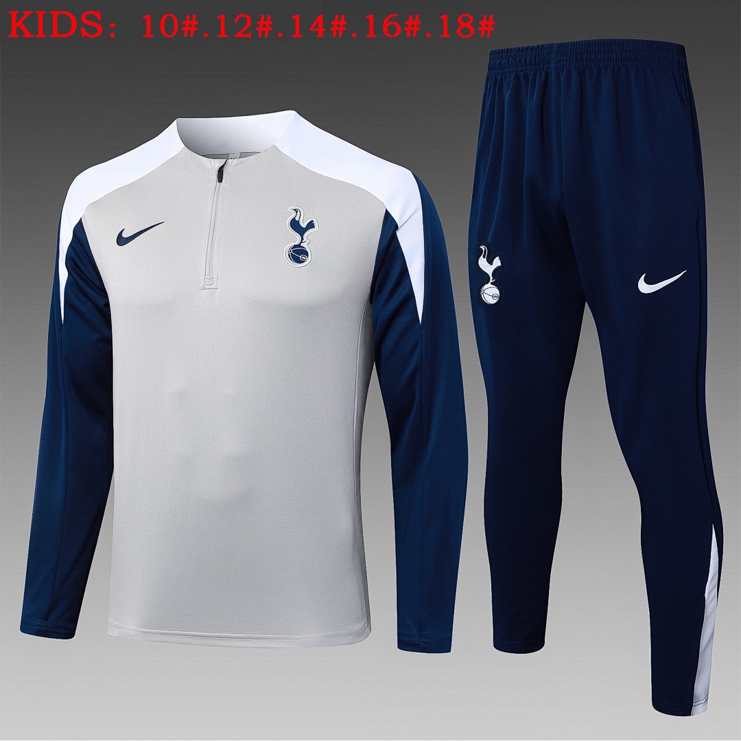 JER-3045_1 Tottenham Hotspur Light Gray Half-Zip Jacket Kids - 图片 1