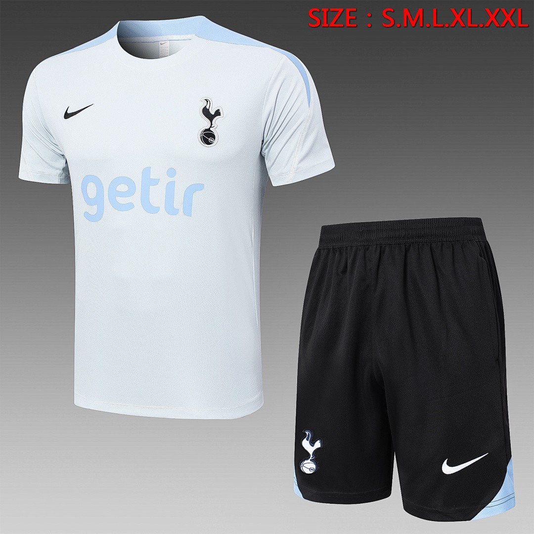 JER-3061_1 Tottenham Hotspur 24-25 Light Gray Short Sleeve Training T-Shirt - 图片 1