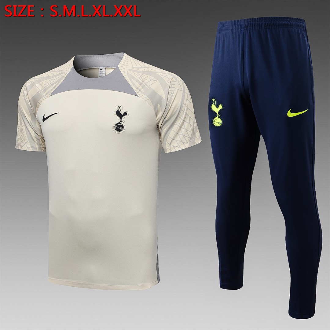 JER-3070_1 Tottenham Hotspur 22-23 Mustard Yellow Training Short Sleeve Set (with Pants) - 图片 1