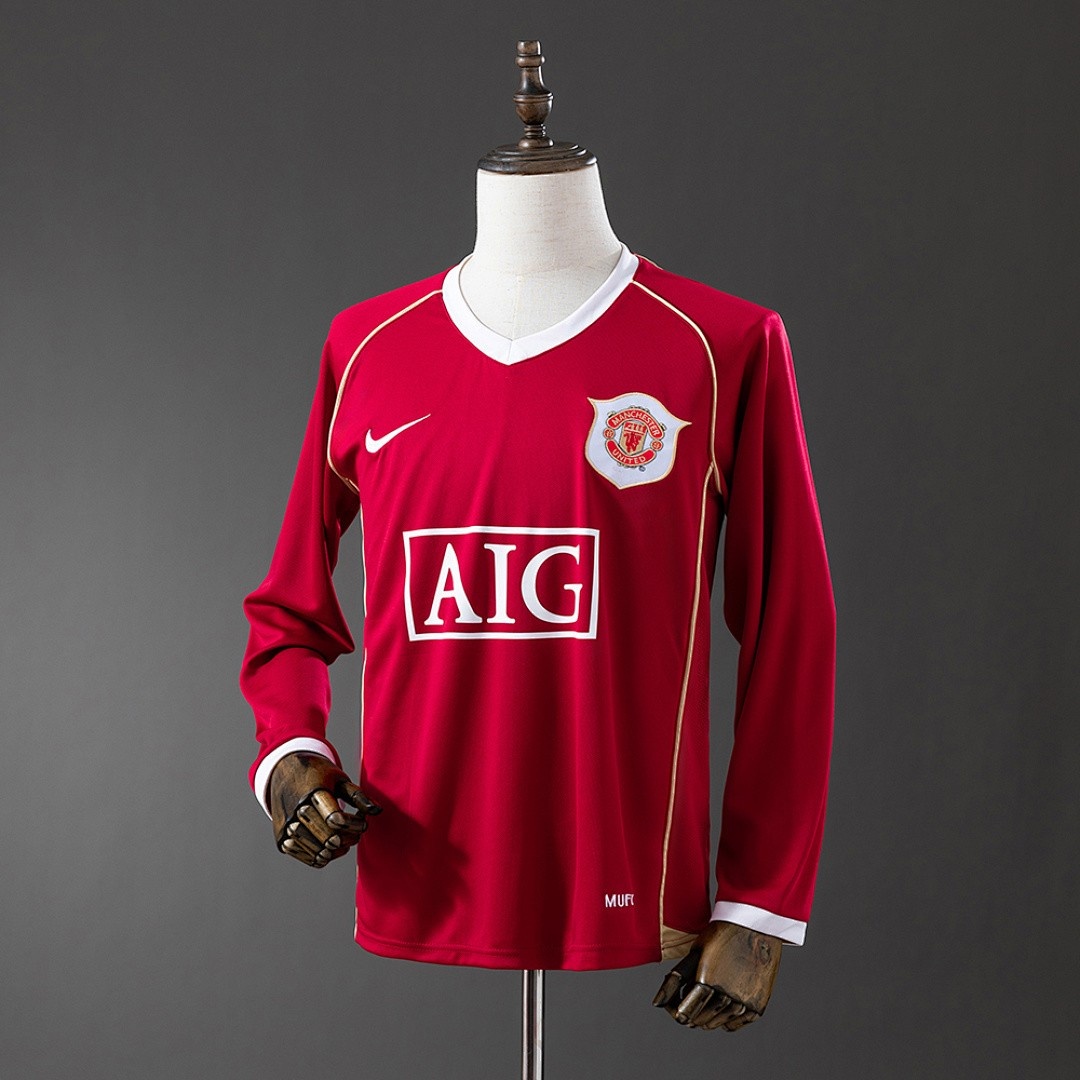 JER-3073_1 Retro 06/07 Manchester United Long Sleeve Home Jersey S-XXL - 图片 1