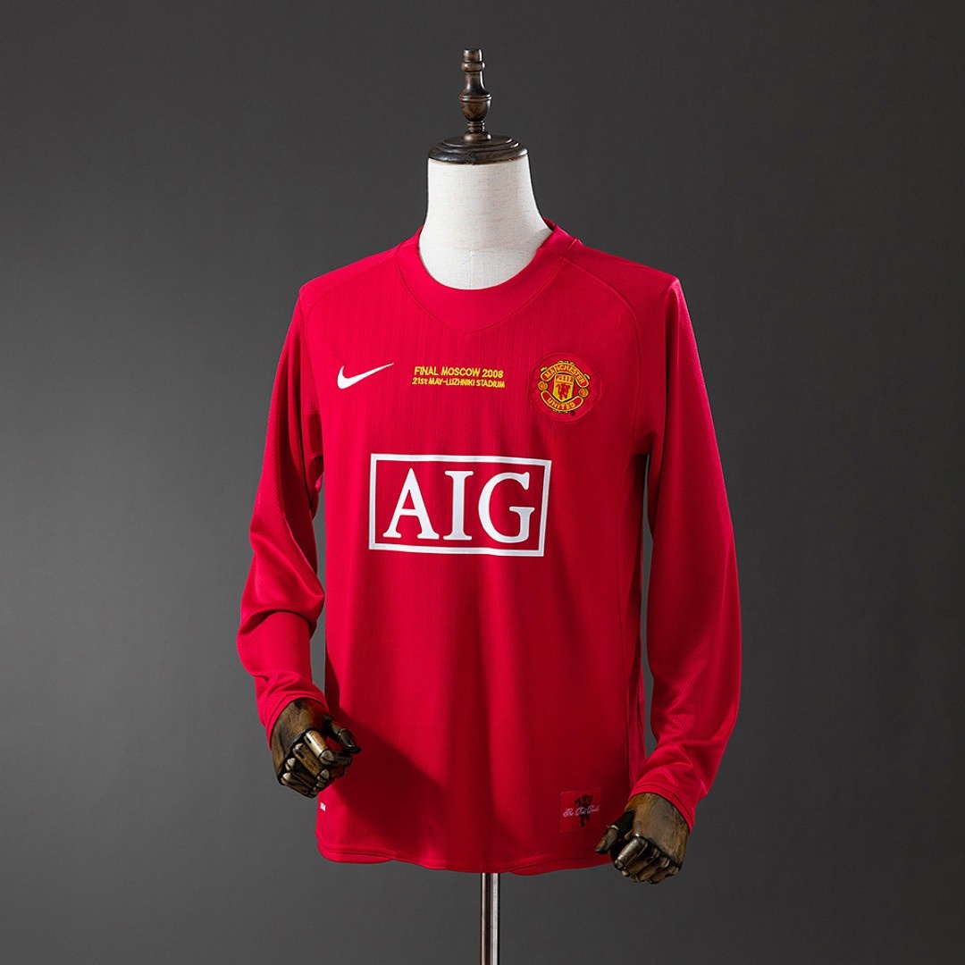 JER-3083_1 Manchester United 07/08 Champions League Home Retro Long Sleeve Jersey S-XXL - 图片 1