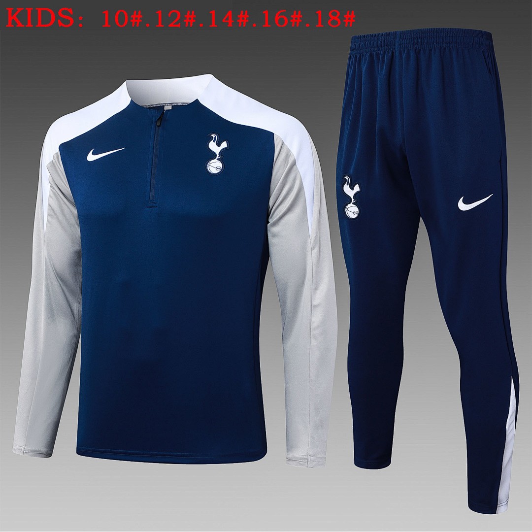JER-3086_1 Tottenham Hotspur Kids Navy Blue Half-Zip Jacket - 图片 1