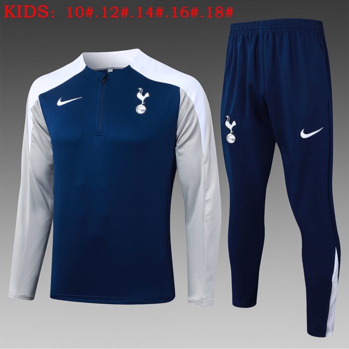 Tottenham Hotspur Kids Navy Blue Half-Zip Jacket - 图片 2