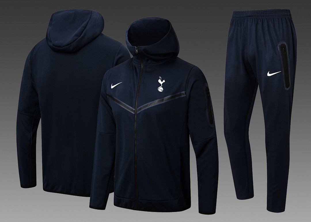 JER-3090_1 Tottenham Hotspur 24-25 Blue Long Zip Hoodie - 图片 1