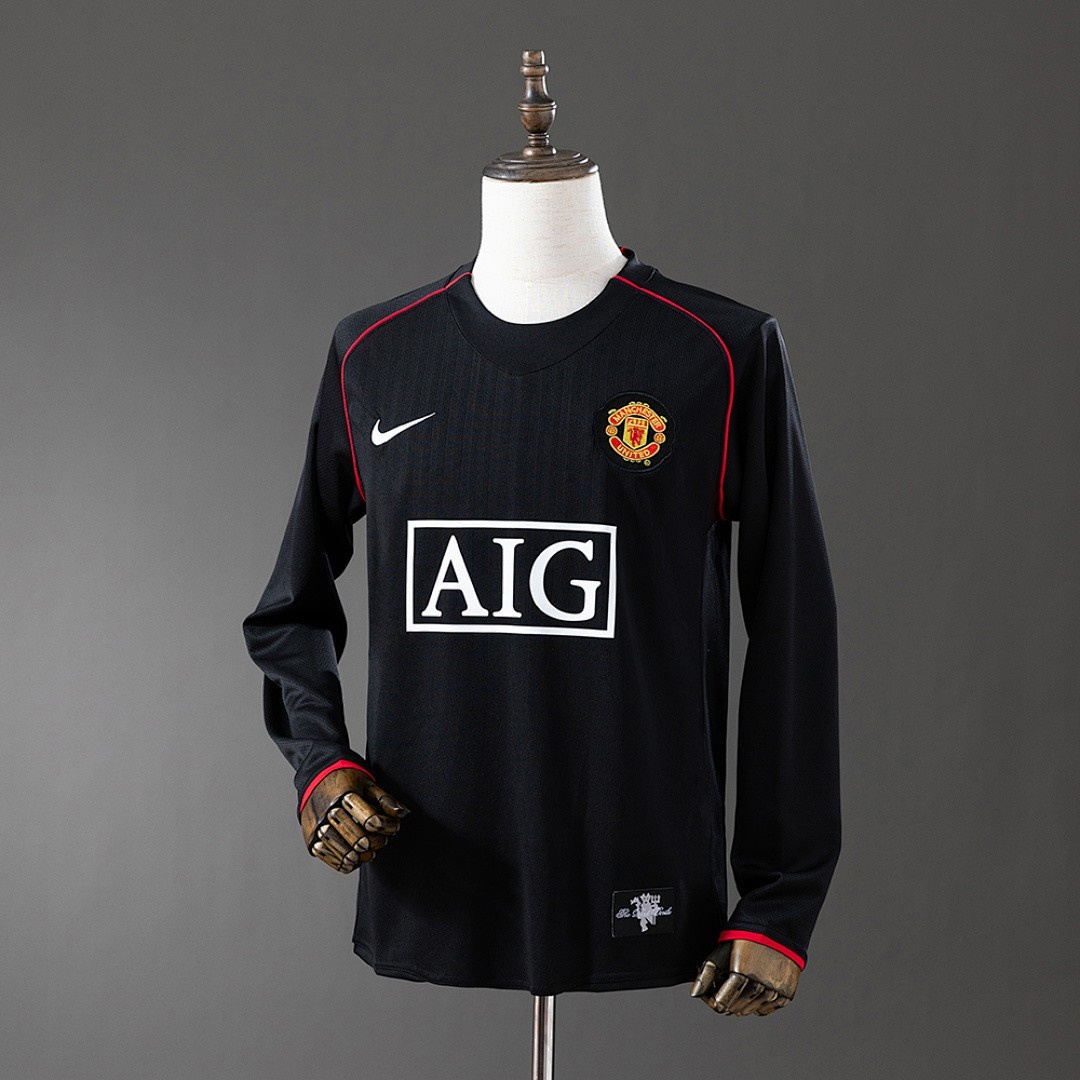 JER-3093_1 Man Utd 07/08 Black Retro Long Sleeve Jersey - 图片 1