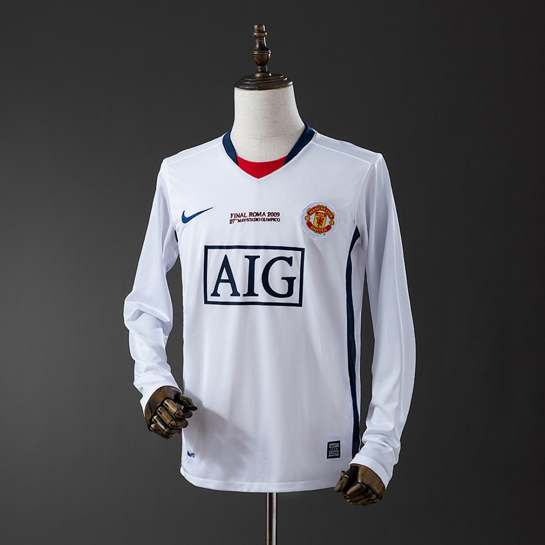 JER-3098_1 Man Utd 2008/09 Away Champions League Edition Long Sleeve Retro Jersey - 图片 1