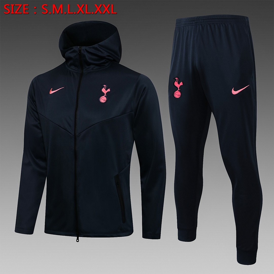 JER-3102_1 Tottenham Hotspur Blue Long Zipper Jacket with Hood - 图片 1