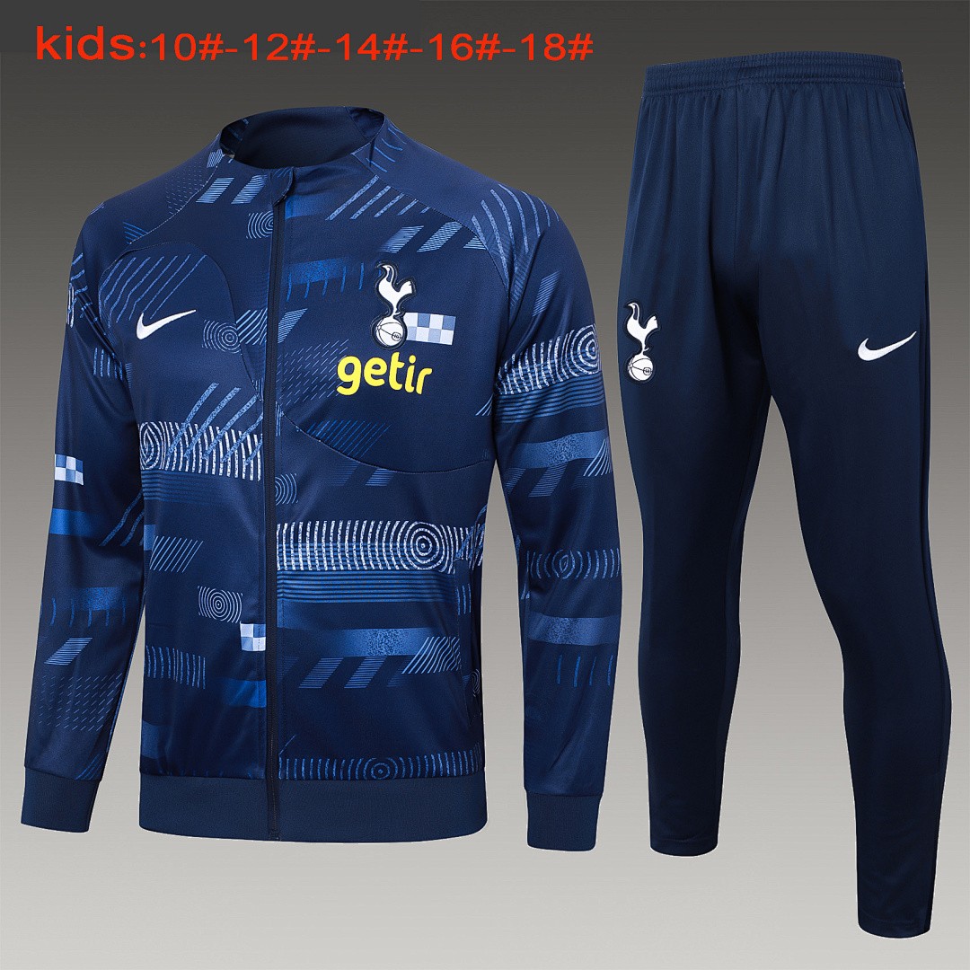 JER-3109_1 Tottenham Hotspur 23-24 Long Zipper Jacket Kids Blue Spray Print - 图片 1