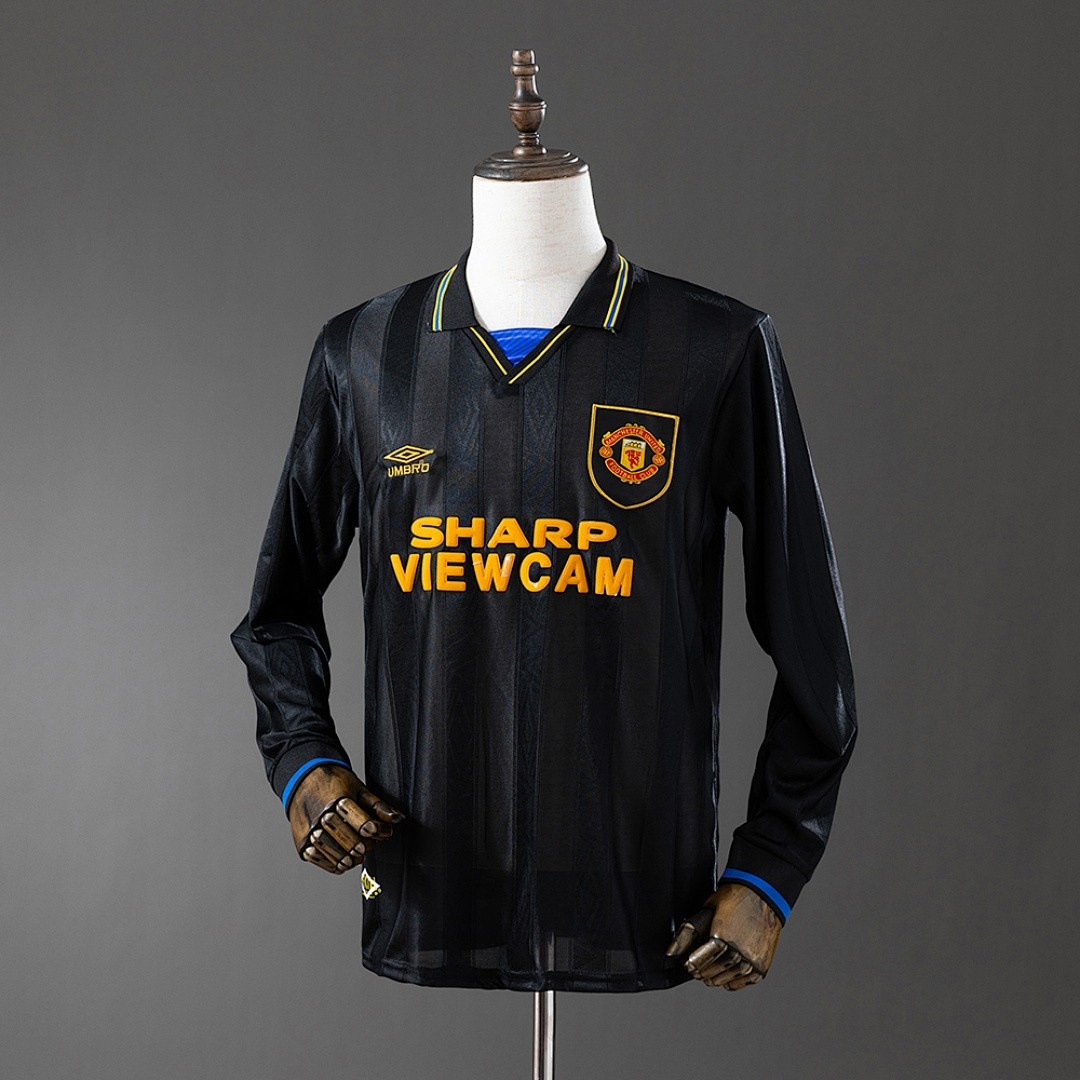 JER-3162_1 Manchester United 1993-1995 Away Retro Long Sleeve Jersey S-XXL - 图片 1