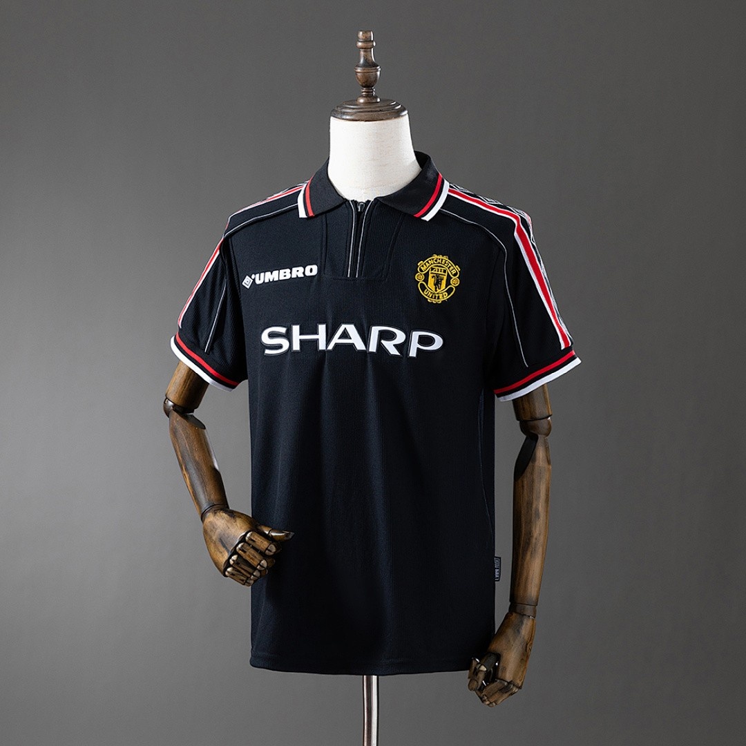 JER-3279_1 Retro 1998-1999 Manchester United Black Jersey - 图片 1