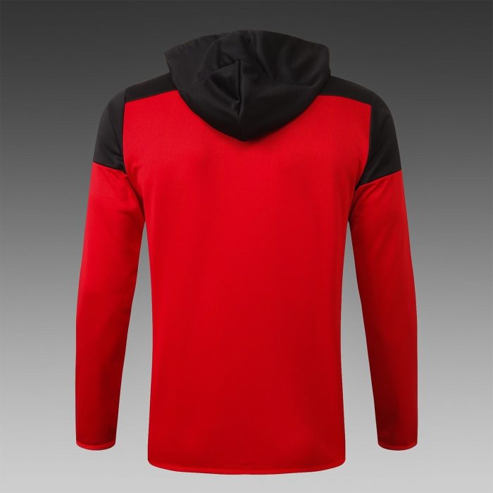 2021 Manchester United Red Long Zip Jacket with Hood S-2XL - 图片 8
