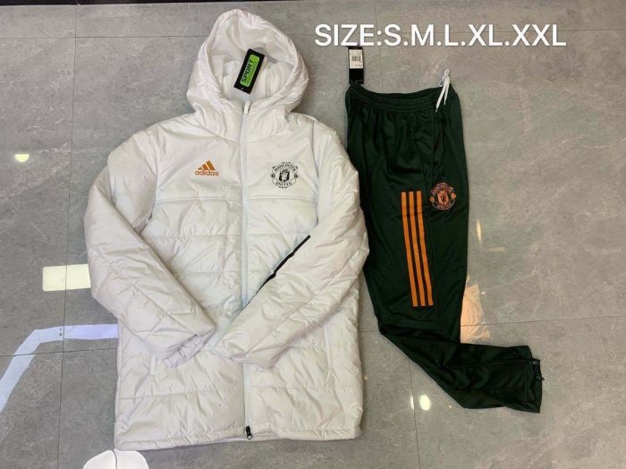 2021 Man Utd White Cotton Jacket - 图片 9