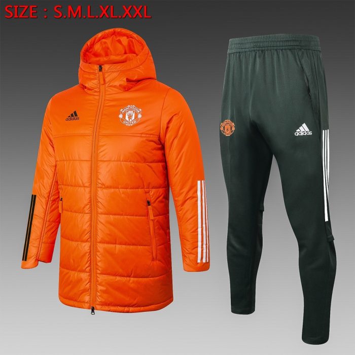 2021 Man Utd Orange Cotton Jacket - 图片 3